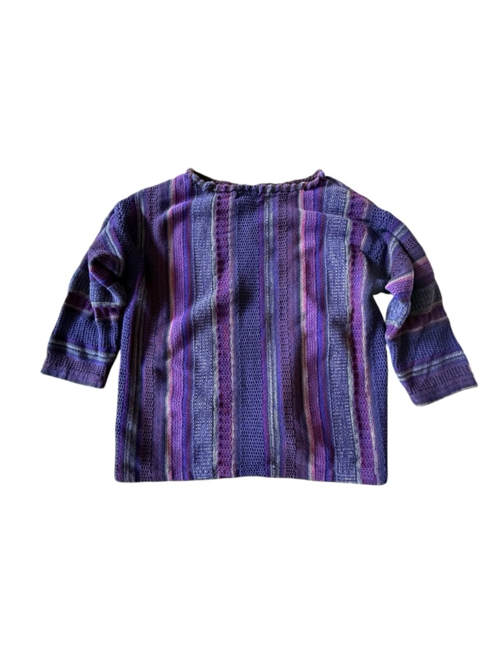 Chaps Purple Cotton Striped Pullover Hippie Sweater Size Petite Medium - Picture 2 of 6